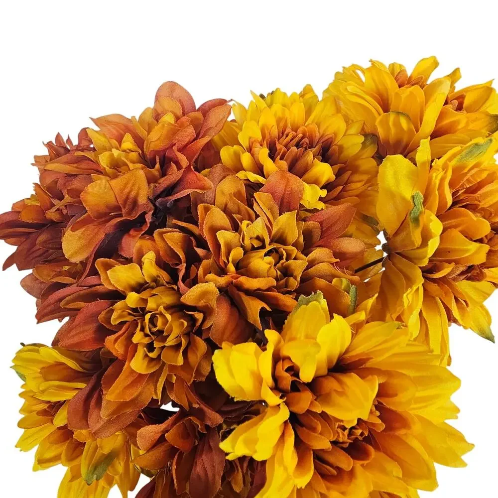 Artificial Silk Flowers Fall Orange Yellow 21 Stems Autumn Floral Craft Decor